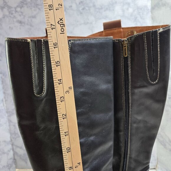 Pikolinos Garda Riding Boots Womens 41 US 10.5-11 Black Leather Brown Braid Trim - Picture 12 of 16